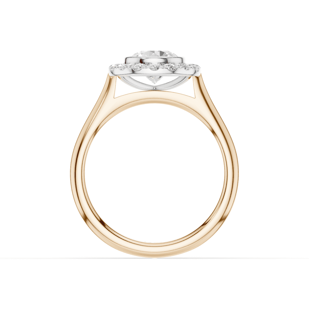 Caladium Round Cut Floral Diamond Halo Ring