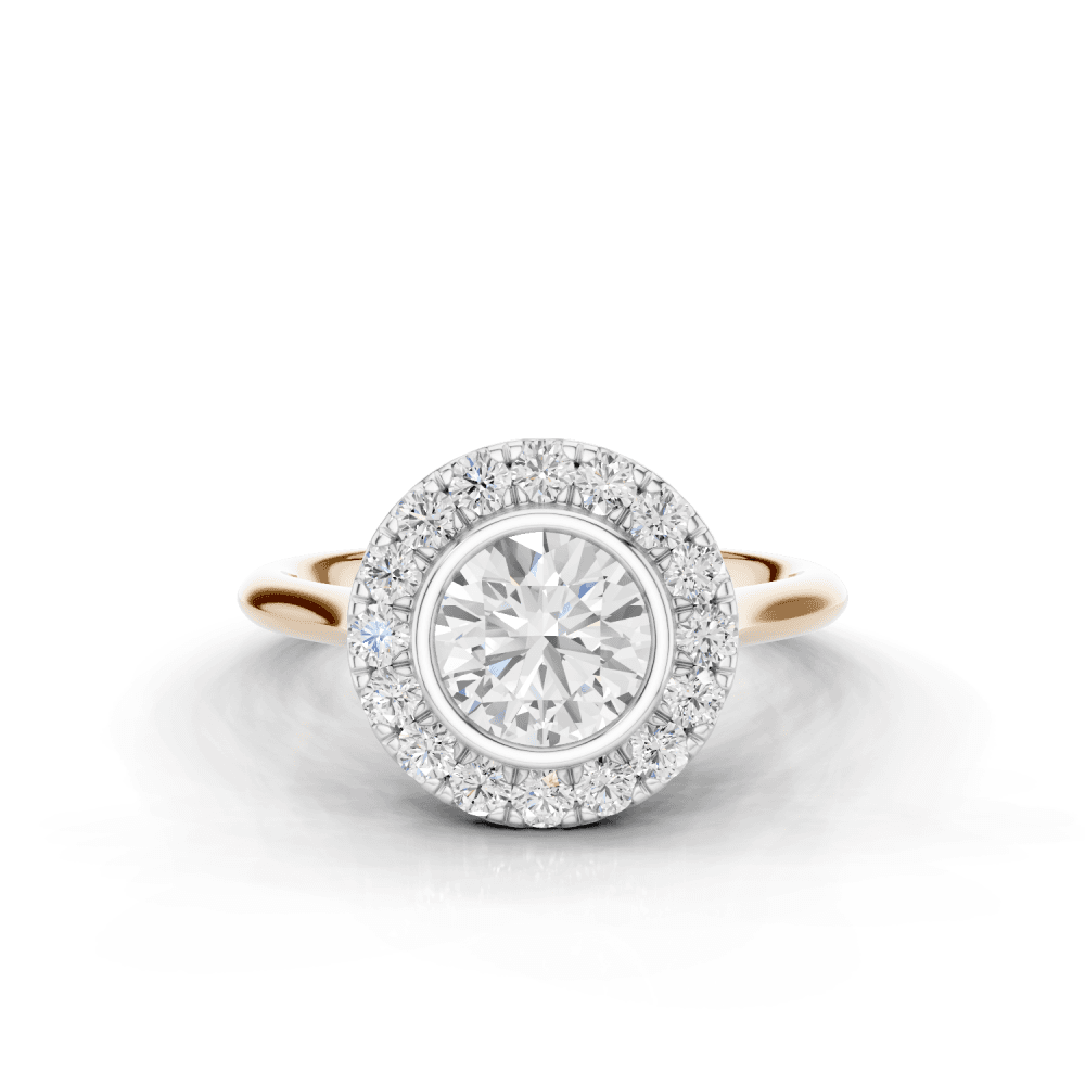 Caladium Round Cut Floral Diamond Halo Ring