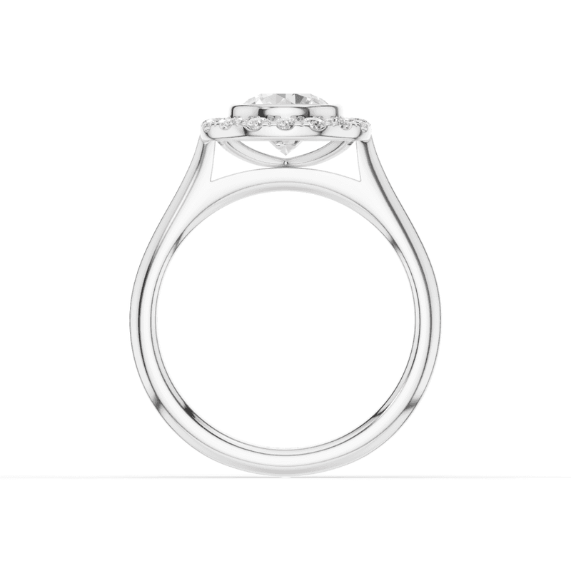 Caladium Round Cut Floral Diamond Halo Ring