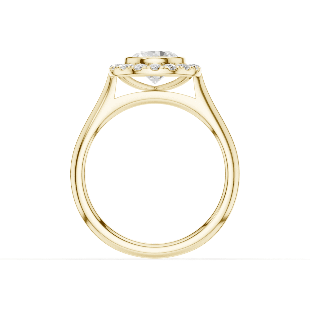 Caladium Round Cut Floral Diamond Halo Ring
