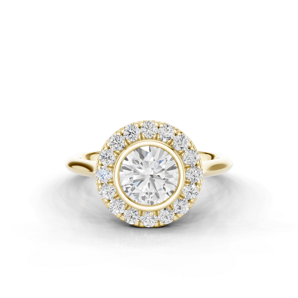 Caladium Round Cut Floral Diamond Halo Ring