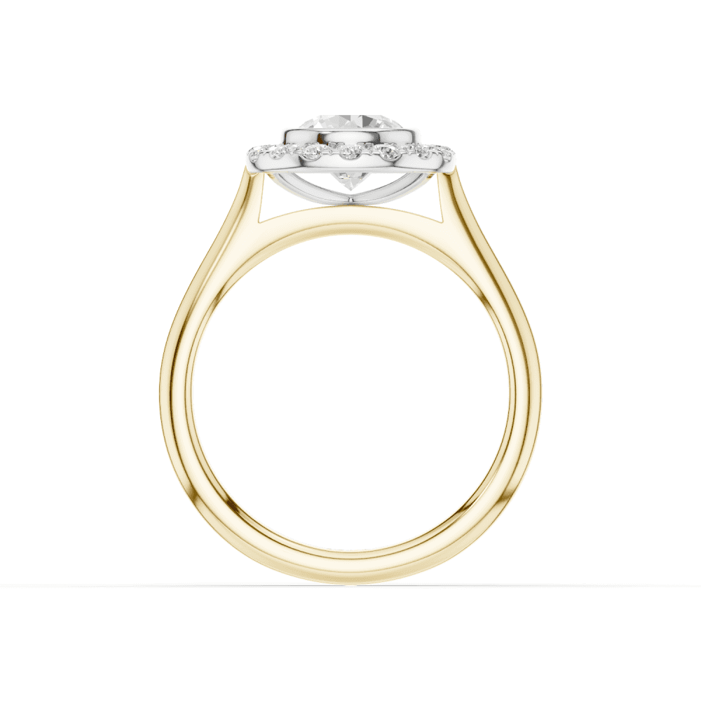 Caladium Round Cut Floral Diamond Halo Ring