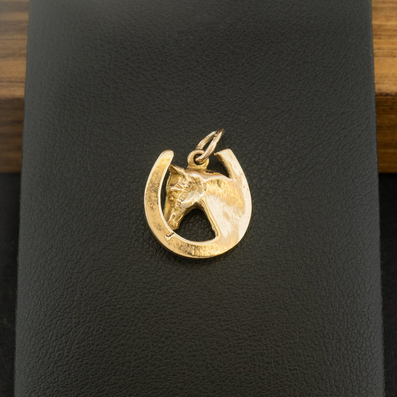 9ct Yellow Gold Horseshoe Charm Pendant 2.1g