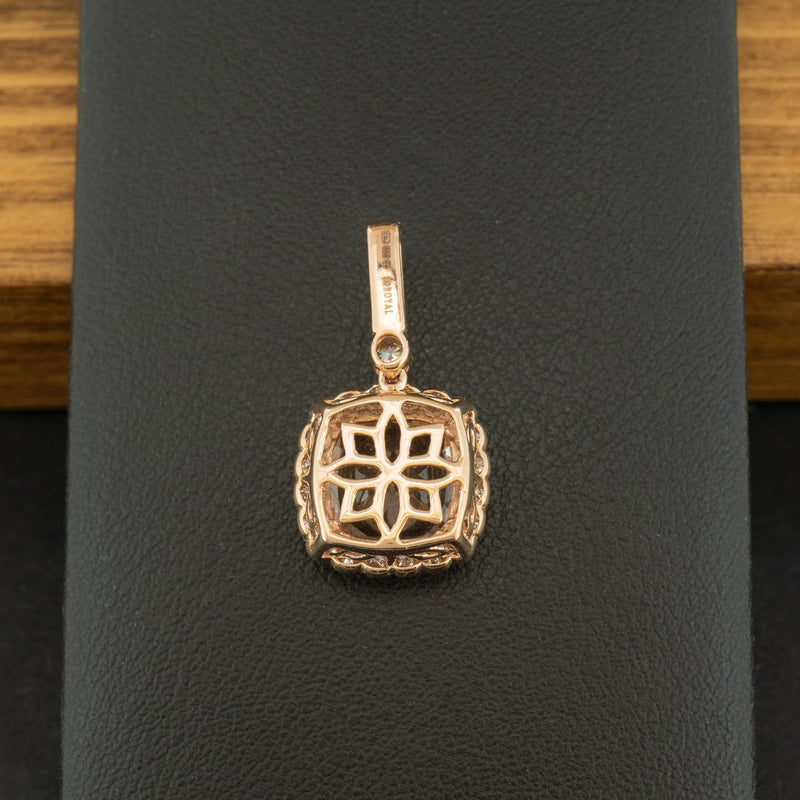 14ct Rose Gold Morganite and Diamond Pendant 2.6g