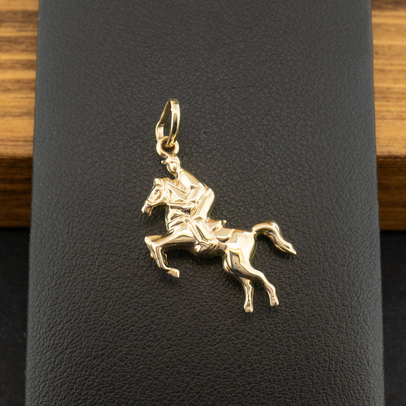 9ct Yellow Gold Horse and Jockey Charm 1.2g