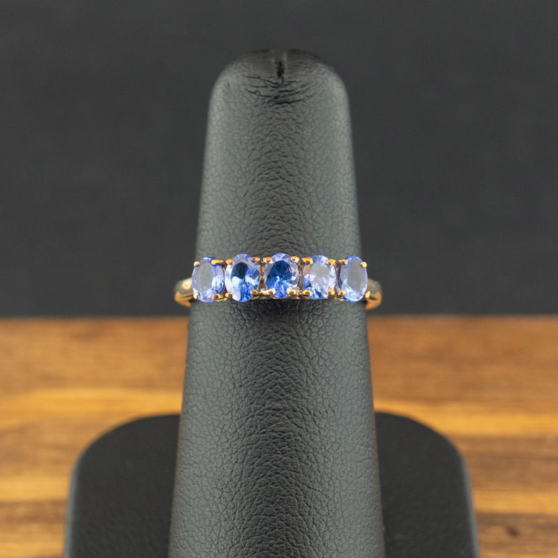 9ct Yellow Gold 5 Stone Tanzanite Ring Size J 1.8g