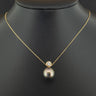 18ct Yellow Gold South Sea Pearl Diamond Pendant 18inch Necklace 3.3g