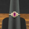 18ct Yellow Gold Ruby & Diamond Cluster Ring Size M 3.0g