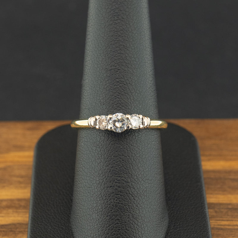 18ct Yellow Gold 0.30ct Diamond Trilogy Ring Size O 3.4g
