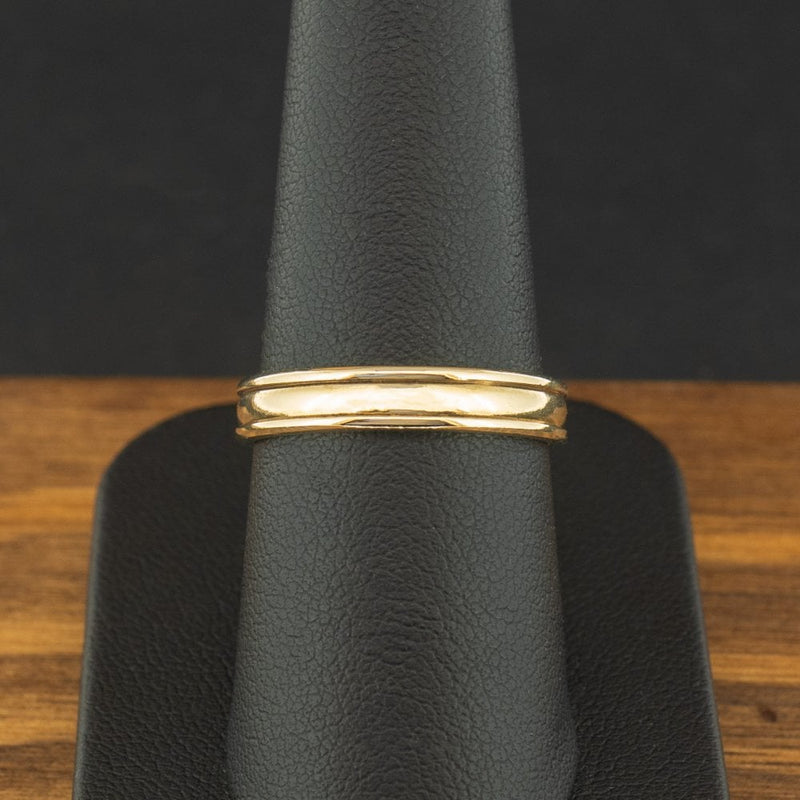 9ct Yellow Gold 3.9mm Grooved Band Ring Size P 2.9g