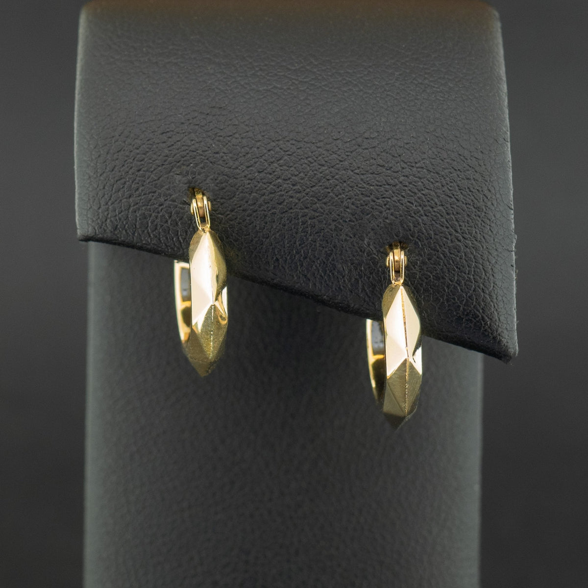 9ct Yellow Gold Faceted Hoop Earrings 1.2g