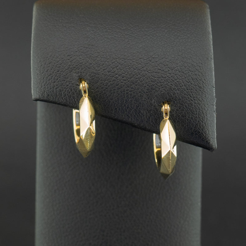 9ct Yellow Gold Faceted Hoop Earrings 1.2g