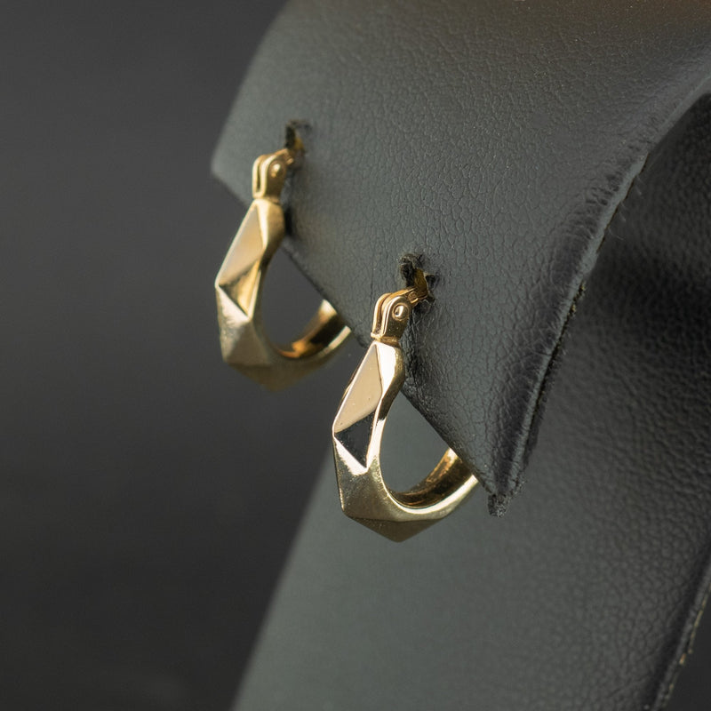 9ct Yellow Gold Faceted Hoop Earrings 1.2g
