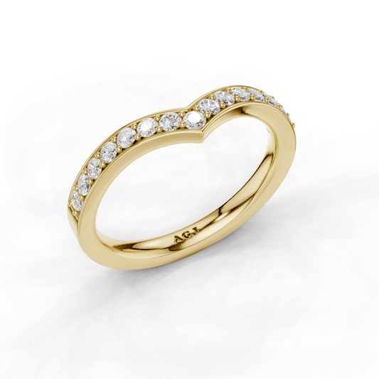Diamond Channel Grain Set Wishbone 2.5mm Band 40% Coverage