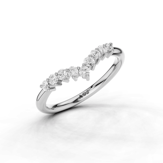 Diamond 9 Stone Wishbone Ring 2mm