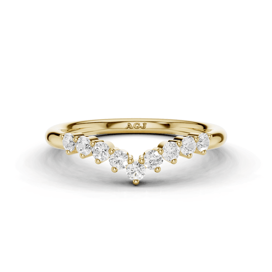Diamond 9 Stone Wishbone Ring 2mm