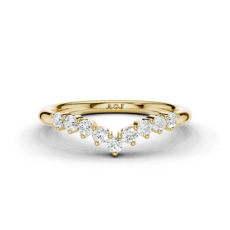 Diamond 9 Stone Wishbone Ring 2mm