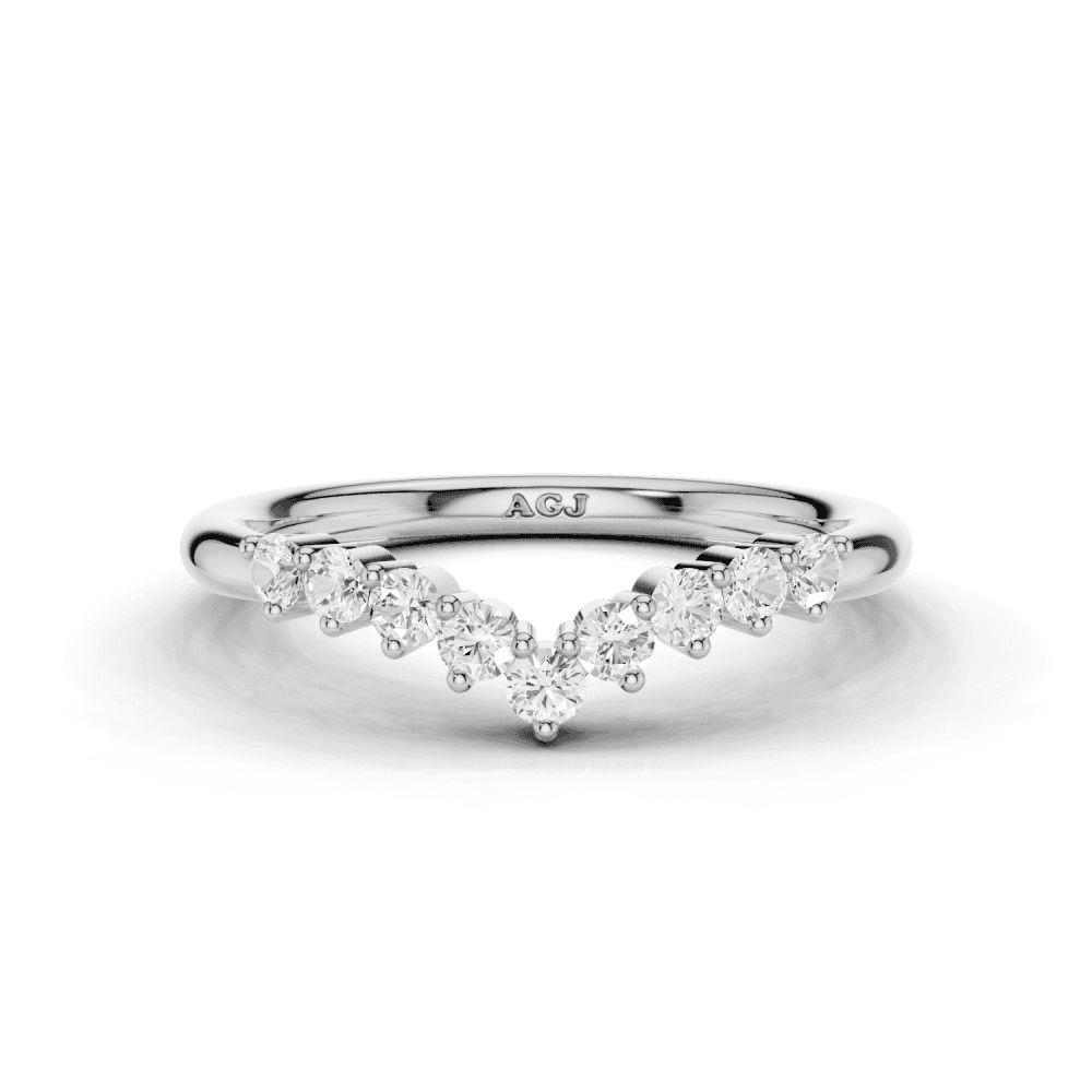 Diamond 9 Stone Wishbone Ring 2mm