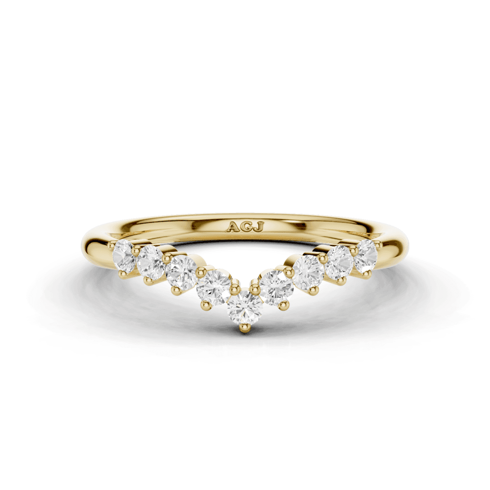 Diamond 9 Stone Wishbone Ring 2mm