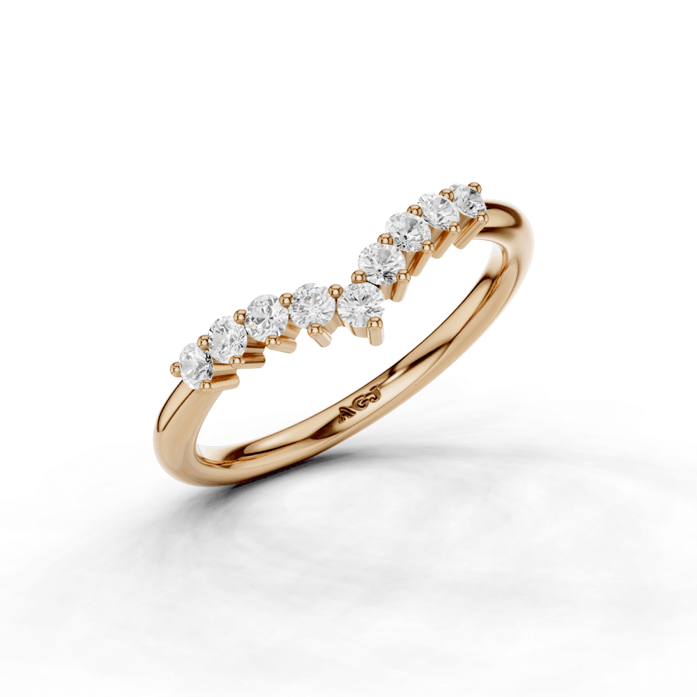 Diamond 9 Stone Wishbone Ring 2mm