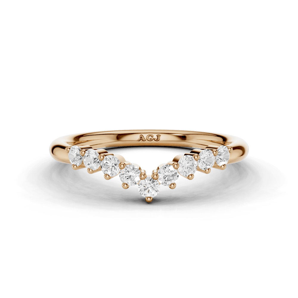 Diamond 9 Stone Wishbone Ring 2mm