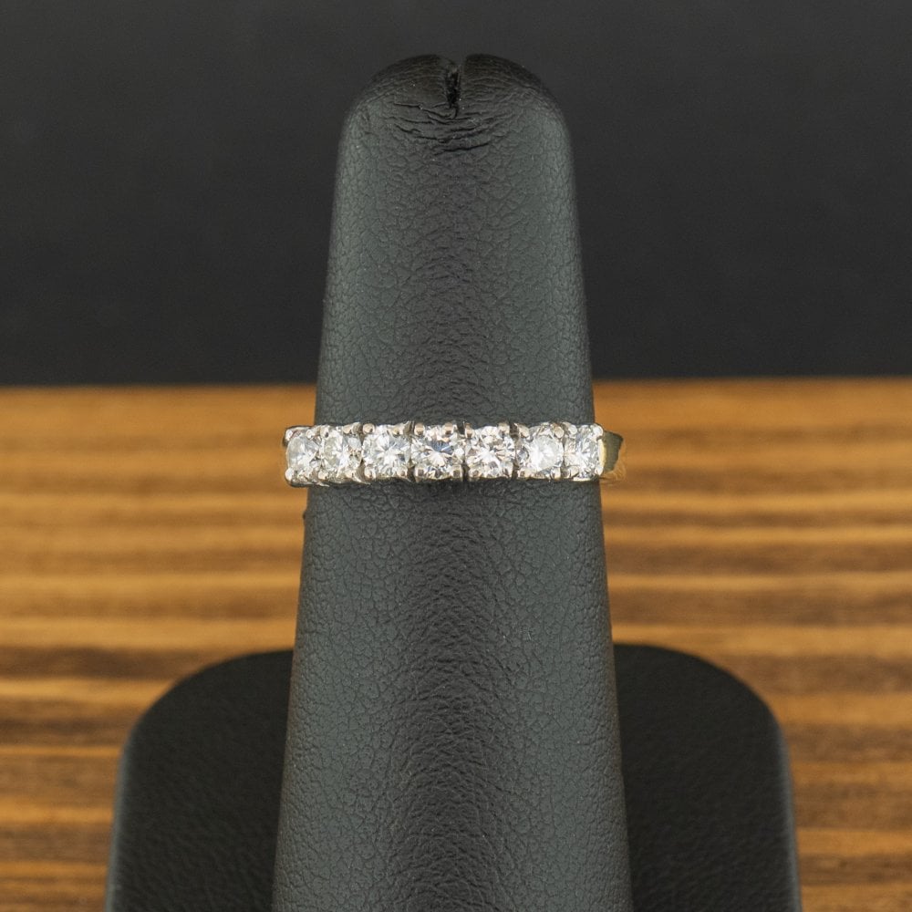 18ct Yellow Gold 0.5ct Diamond 7 Stone Ring Size J 3.4g