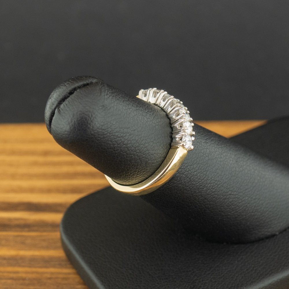 18ct Yellow Gold 0.5ct Diamond 7 Stone Ring Size J 3.4g