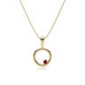 9ct Gold Garnet Circle Pendant Necklace