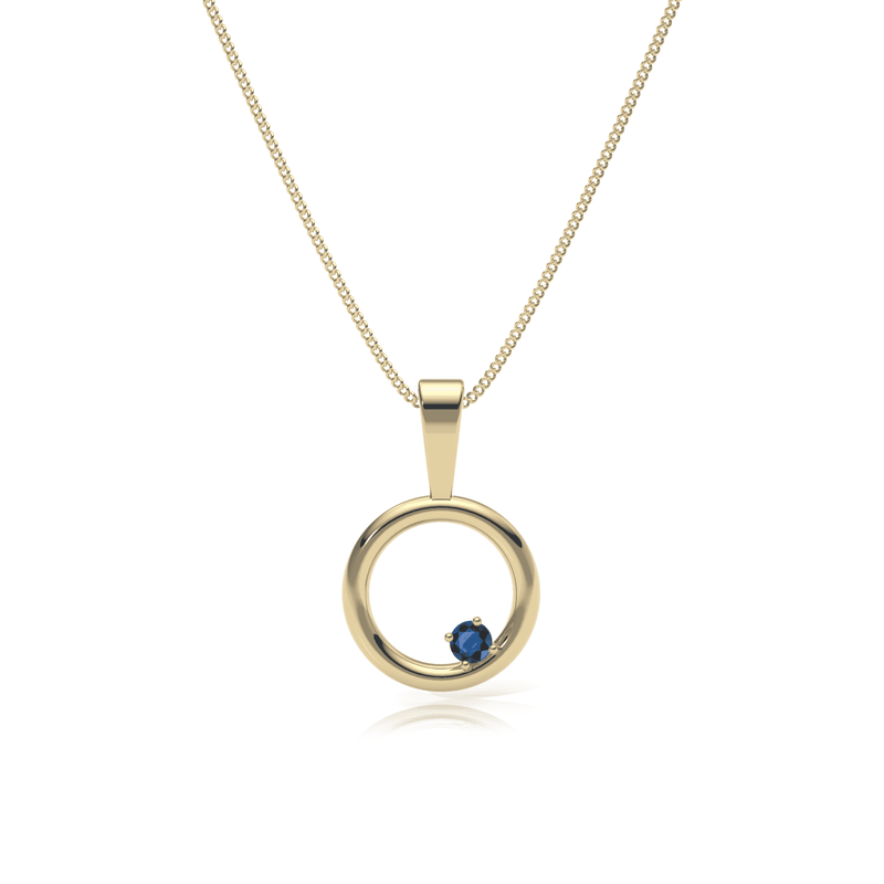9ct Gold Sapphire Circle Pendant Necklace