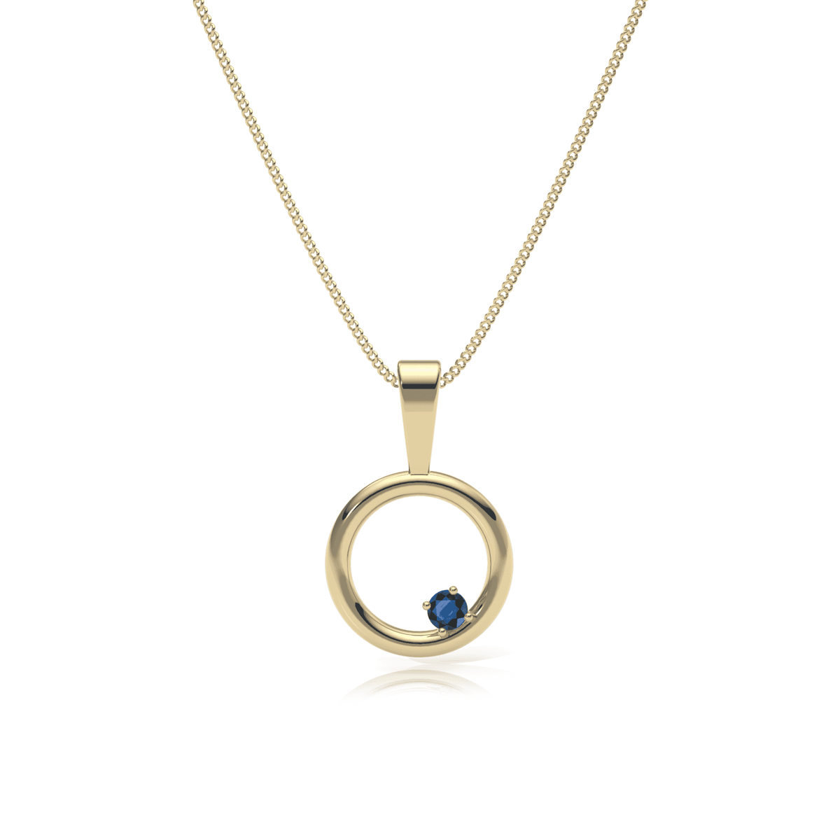 9ct Gold Sapphire Circle Pendant Necklace