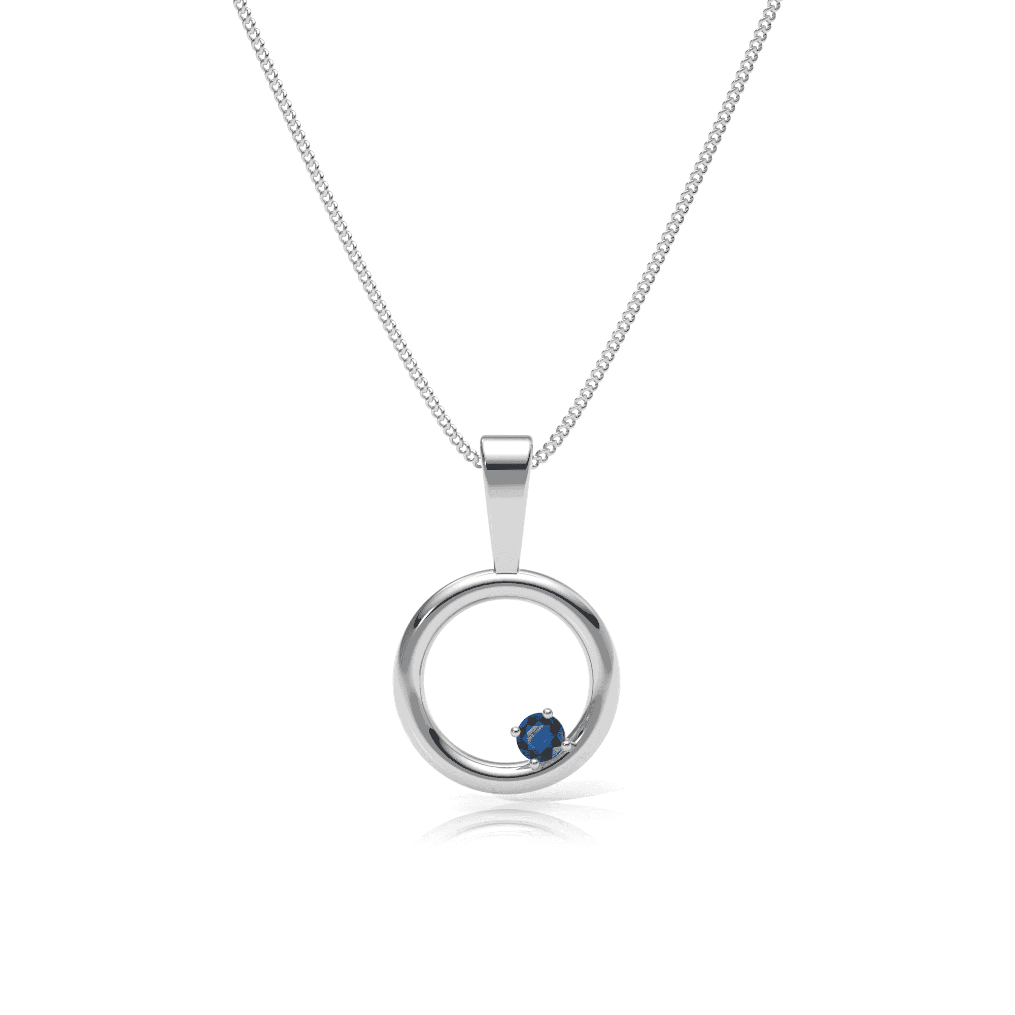 9ct Gold Sapphire Circle Pendant Necklace