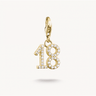 Gold-plated Charm Pendant Number 18 with Zirconia