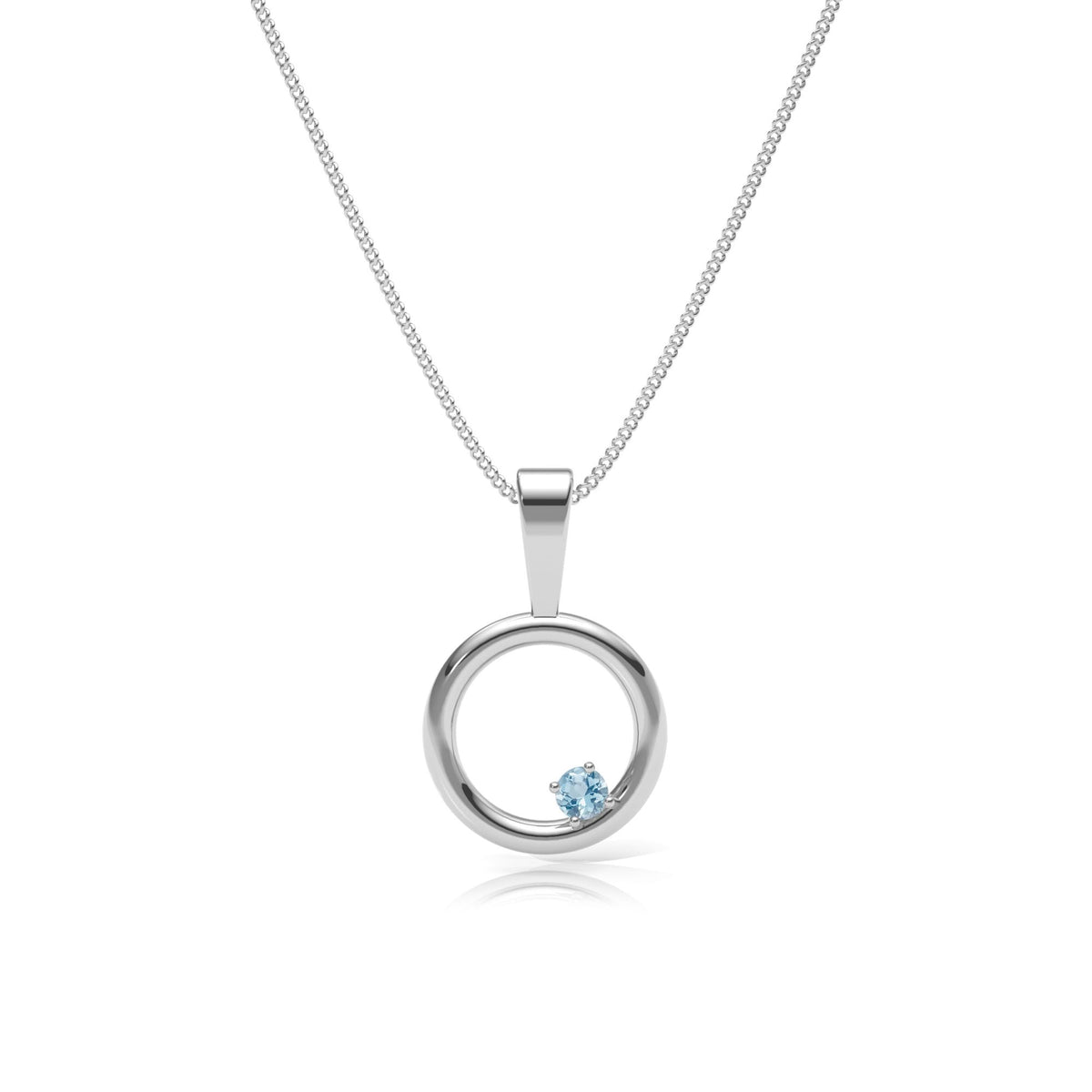 9ct Gold Aquamarine Circle Pendant Necklace
