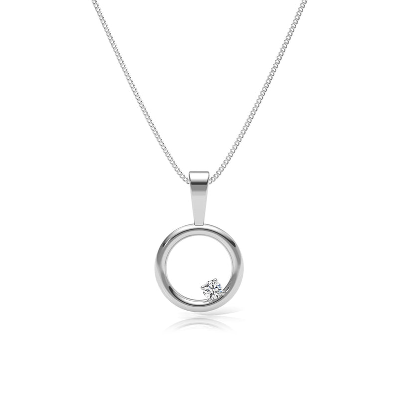 9ct Gold Lab Diamond Circle Pendant Necklace