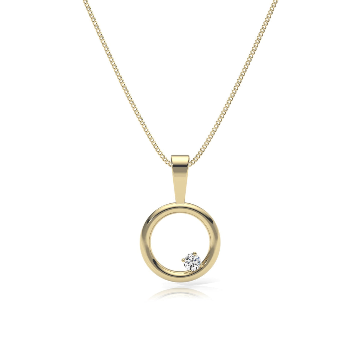 9ct Gold Lab Diamond Circle Pendant Necklace