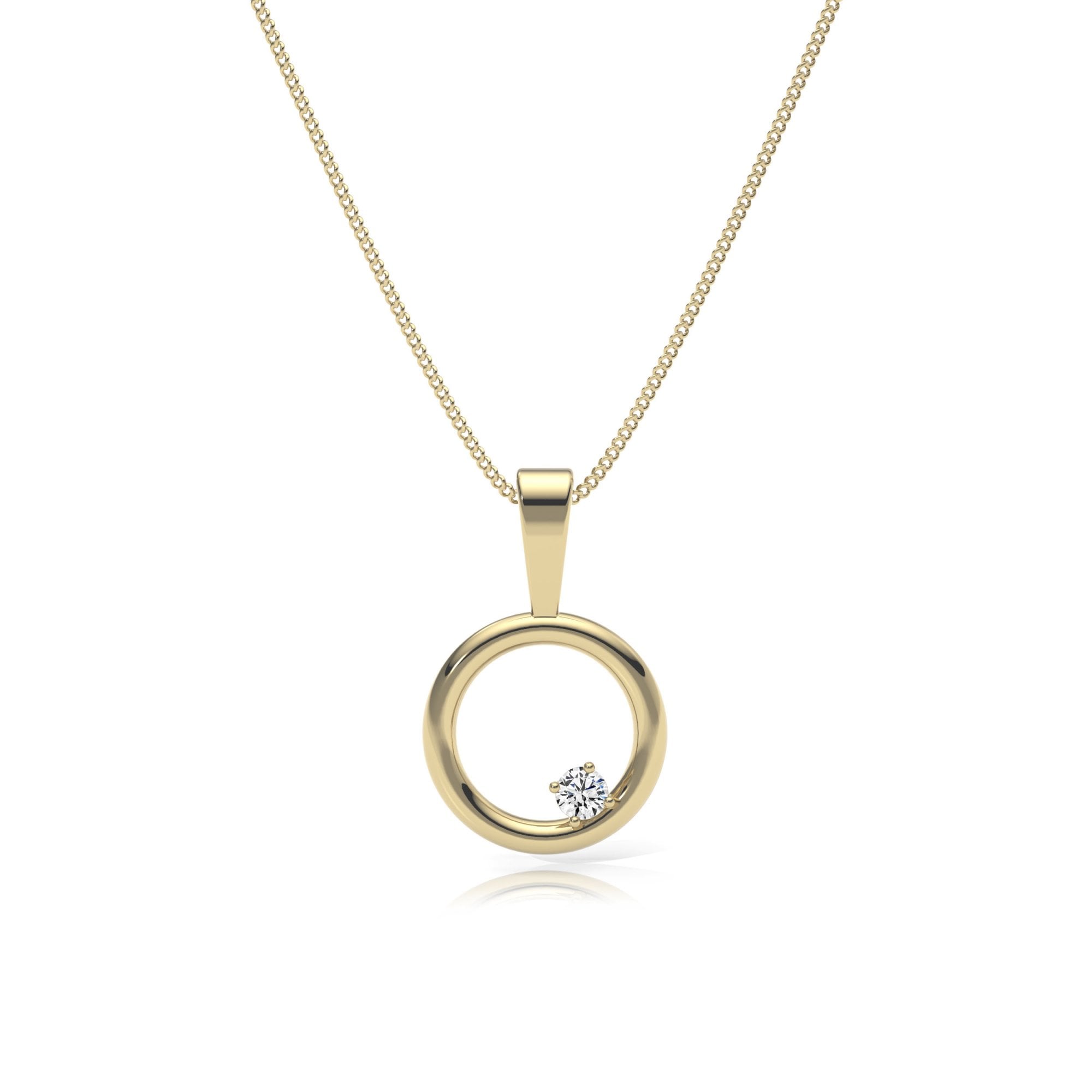 9ct Gold Lab Diamond Circle Pendant Necklace