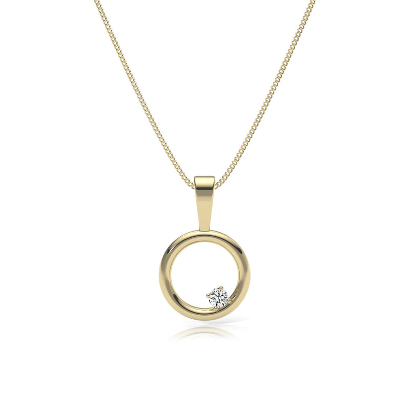 9ct Gold Lab Diamond Circle Pendant Necklace