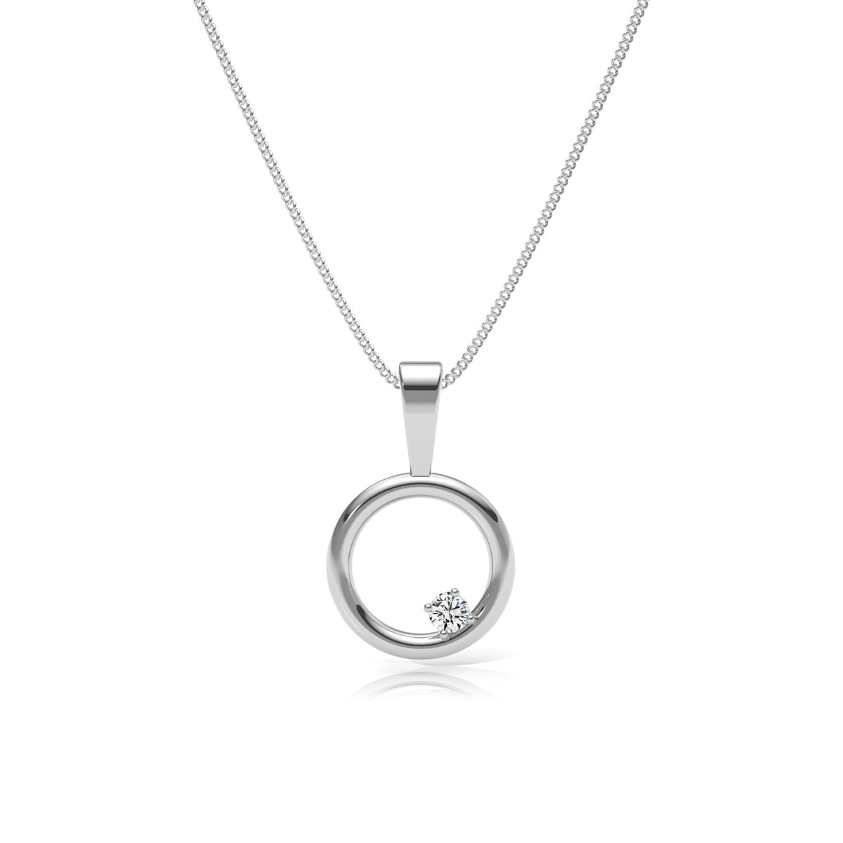 9ct Gold Lab Diamond Circle Pendant Necklace