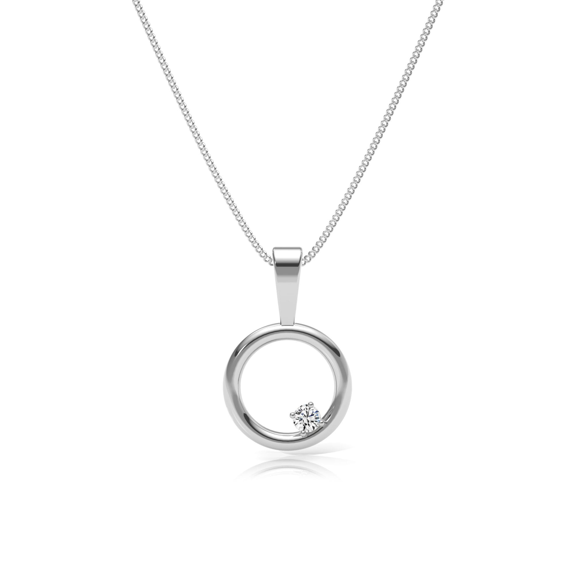 9ct Gold Lab Diamond Circle Pendant Necklace