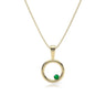 9ct Gold Emerald Circle Pendant Necklace