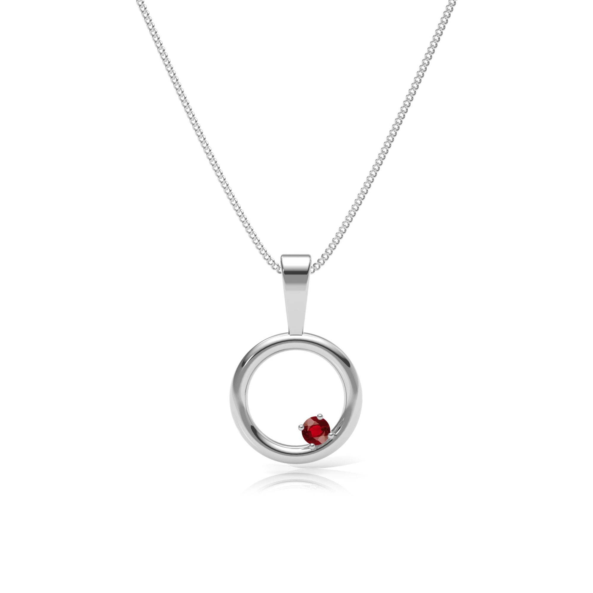 9ct Gold Ruby Circle Pendant Necklace