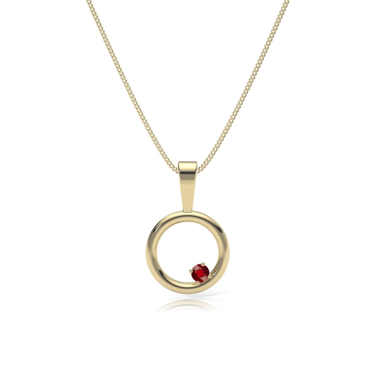 9ct Gold Ruby Circle Pendant Necklace