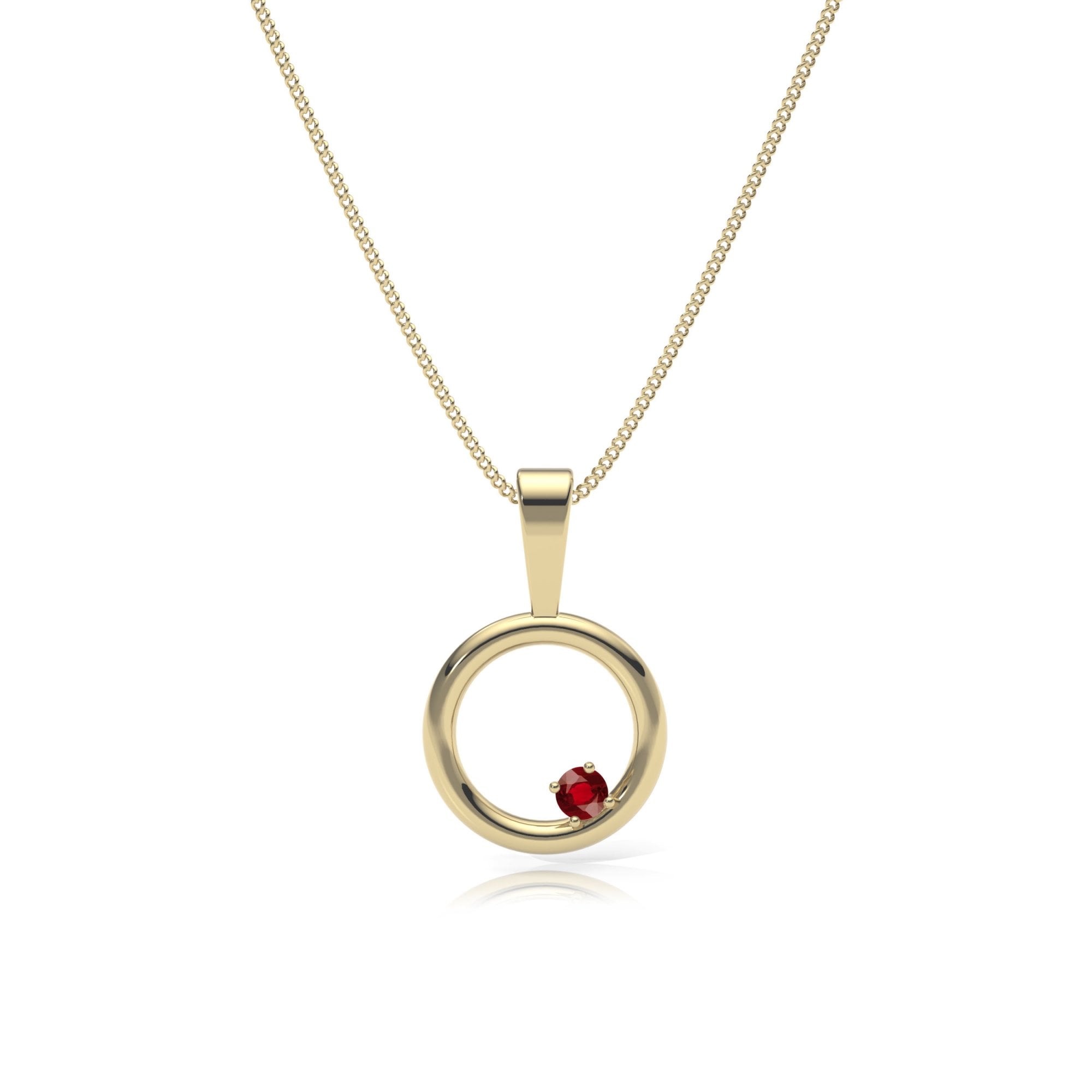 9ct Gold Ruby Circle Pendant Necklace