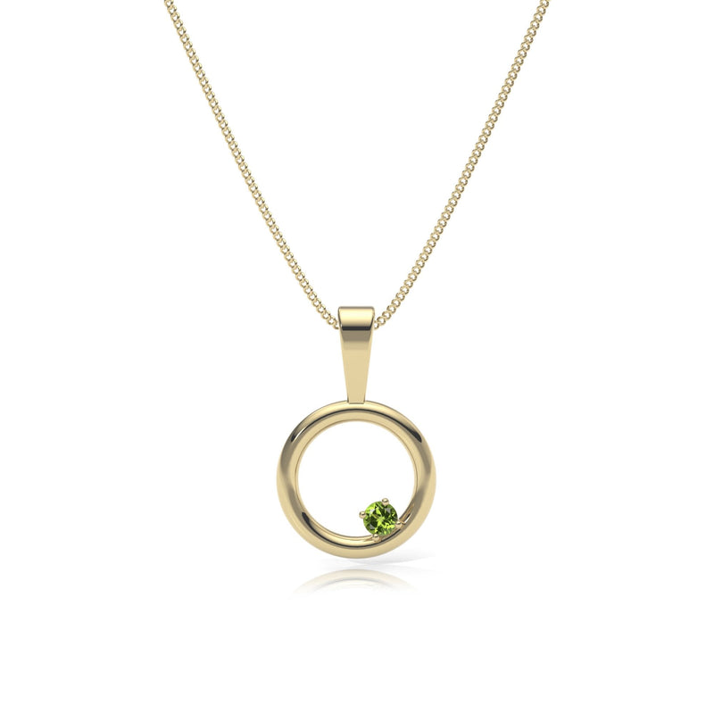 9ct Gold Peridot Circle Pendant Necklace