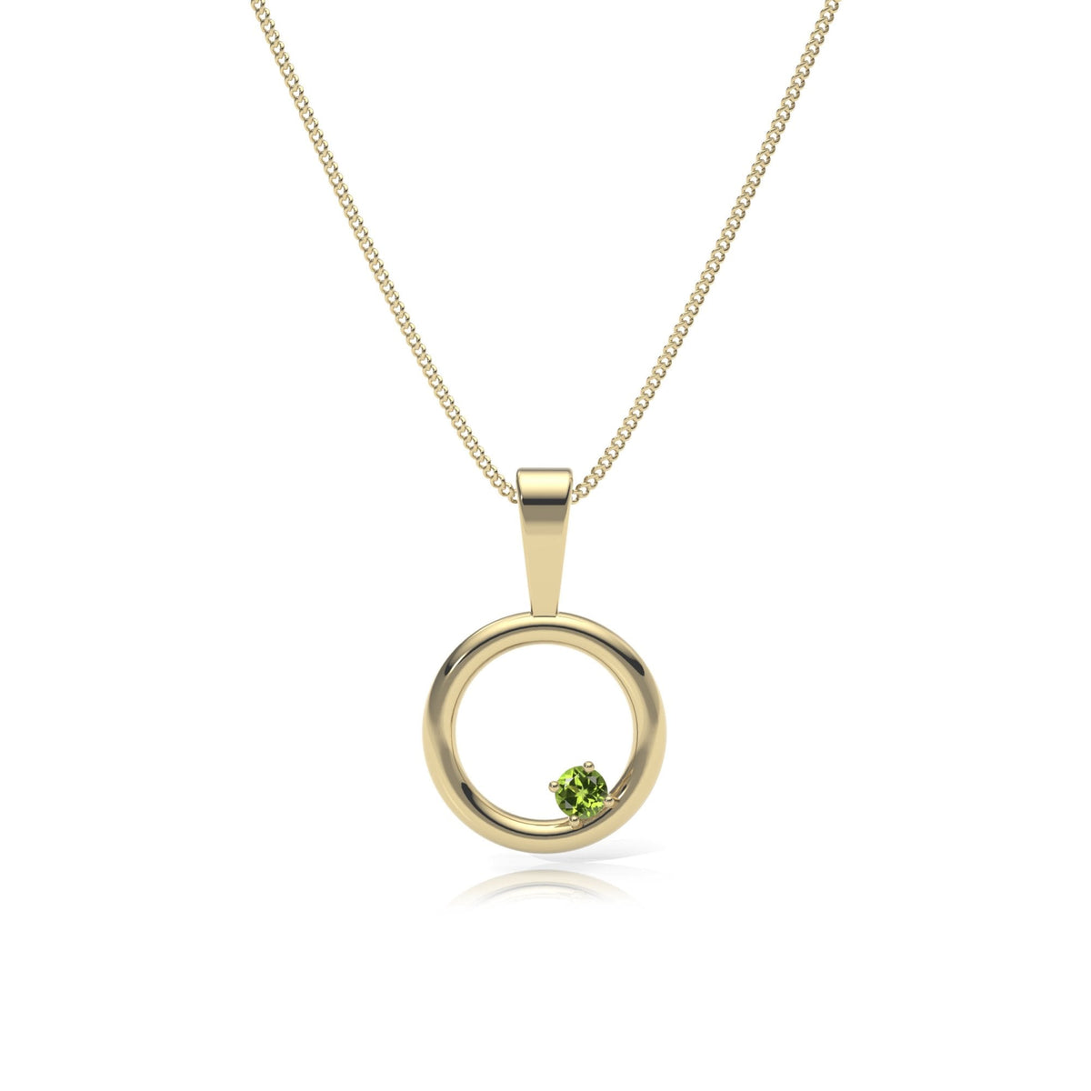 9ct Gold Peridot Circle Pendant Necklace