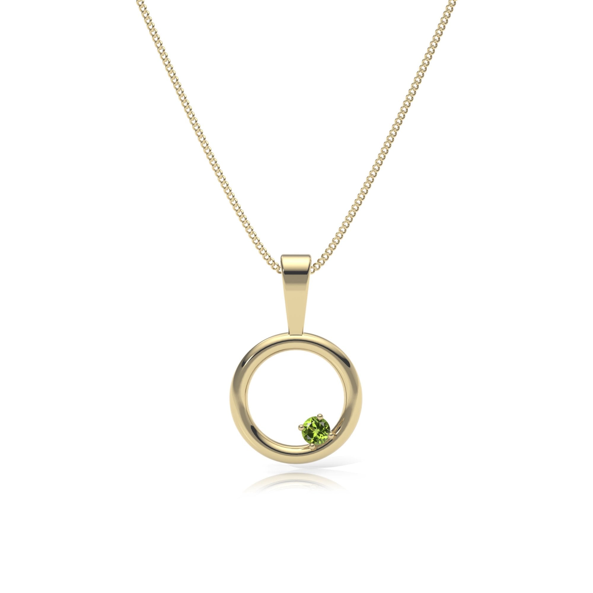 9ct Gold Peridot Circle Pendant Necklace