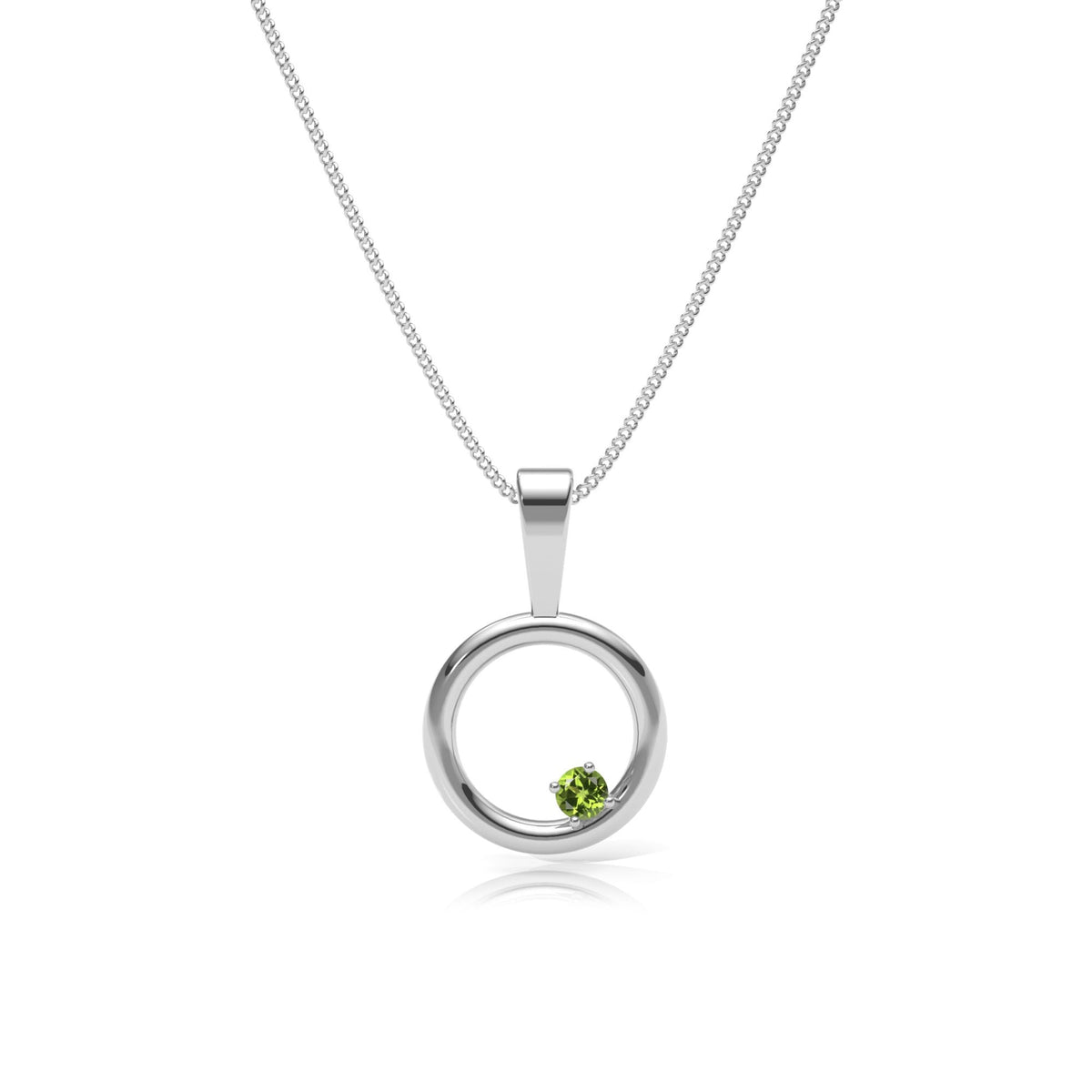 9ct Gold Peridot Circle Pendant Necklace