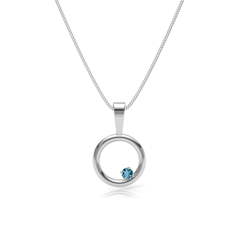 9ct Gold Topaz Circle Pendant Necklace
