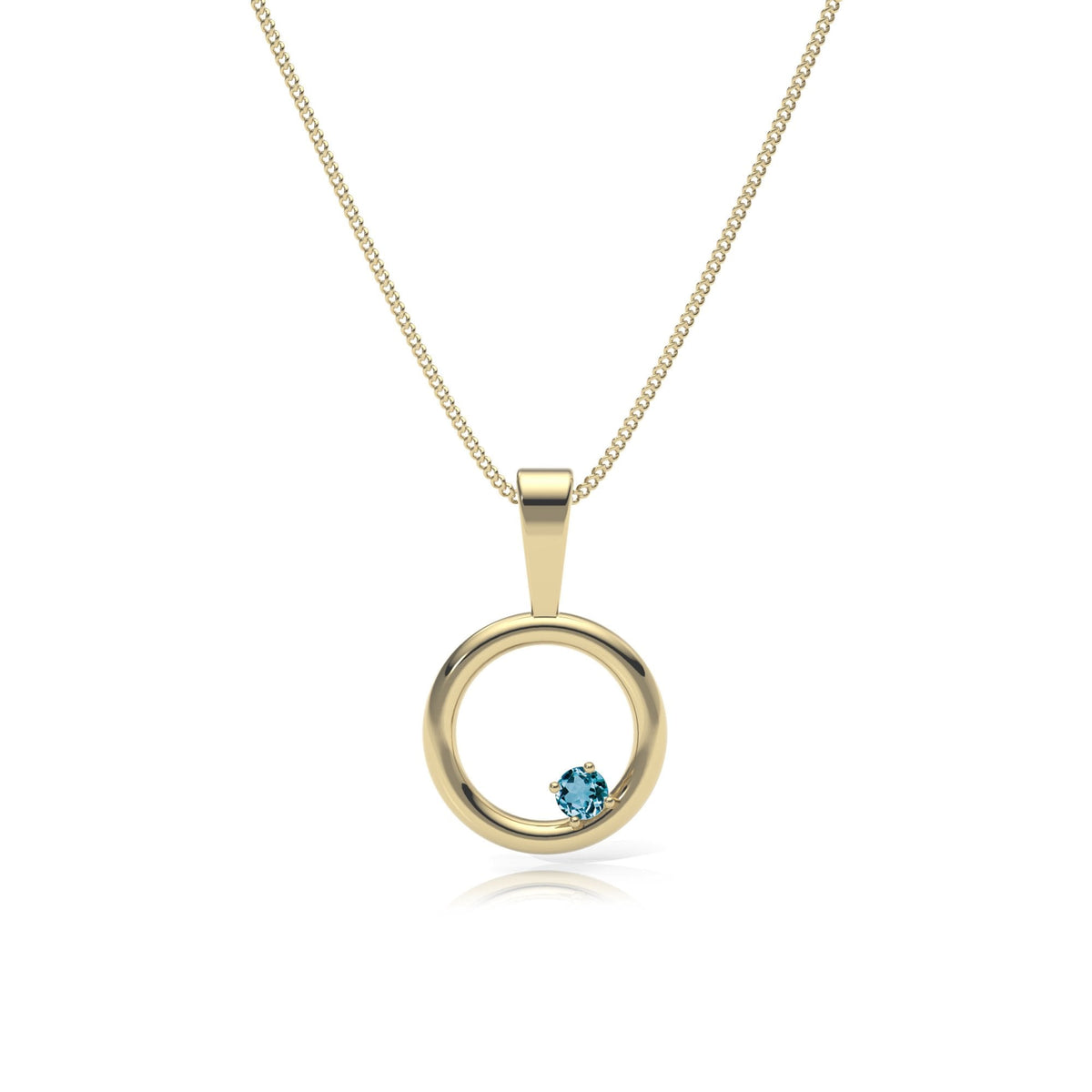 9ct Gold Topaz Circle Pendant Necklace