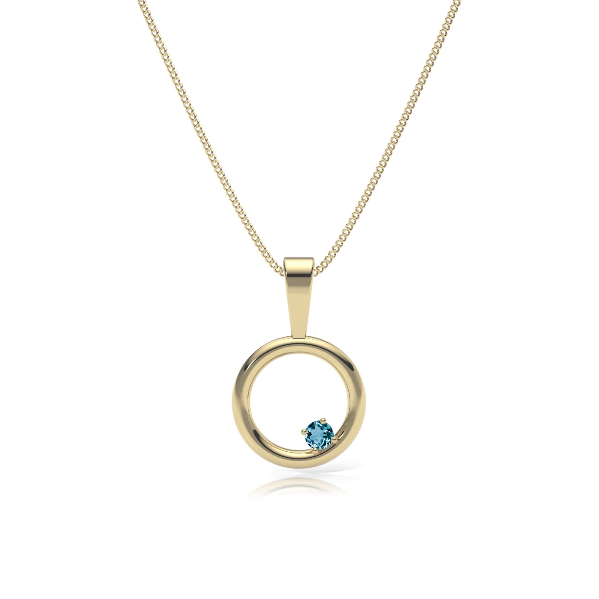 9ct Gold Topaz Circle Pendant Necklace